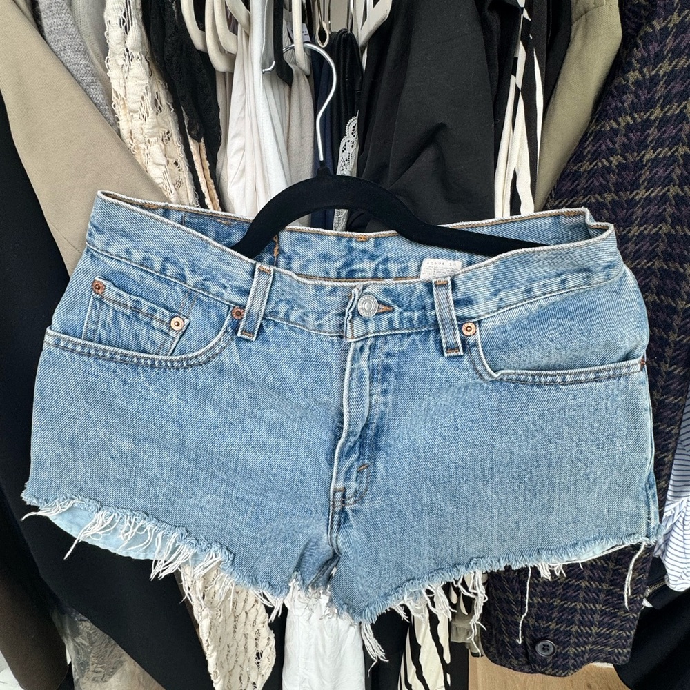 Levi's Light Blue Frayed Jean Shorts